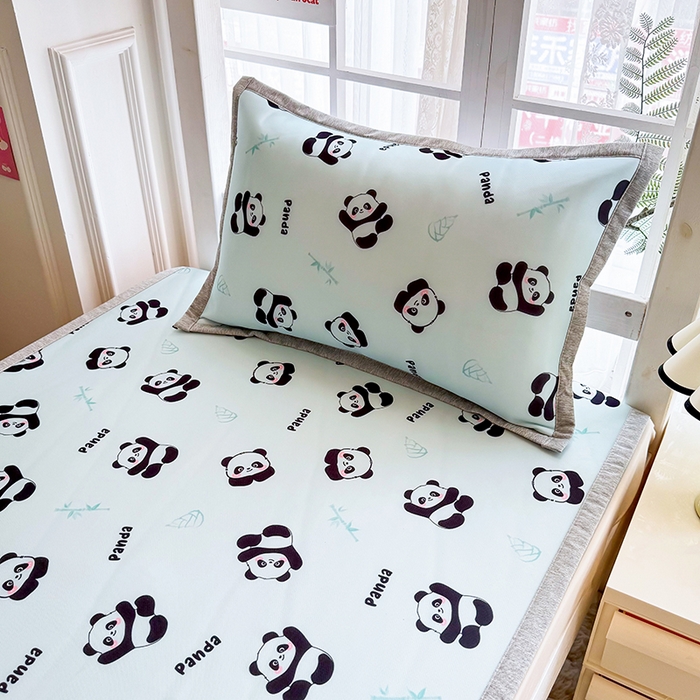 91家纺网 家纺一手货源 找家纺 萌宝家纺 2025新款小清新卡通学生宿舍凉席幼儿园小学生冰丝席冰藤软席 熊猫宝宝