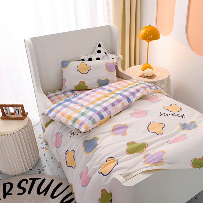 91家纺网 家纺一手货源 找家纺 萌宝家纺 2025新款幼儿园全棉纯棉三件套含芯婴童多件套 小清新