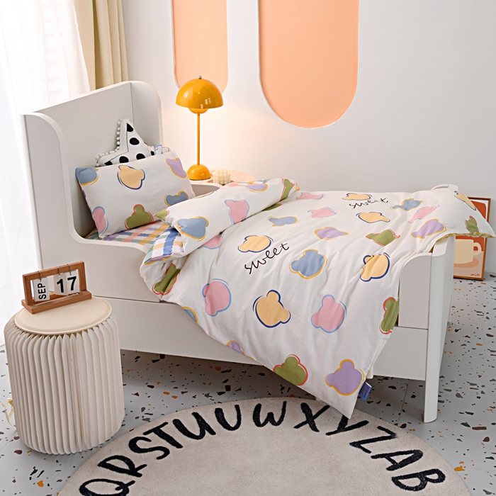 91家纺网 家纺一手货源 找家纺 萌宝家纺 2025新款幼儿园全棉纯棉三件套含芯婴童多件套 小清新