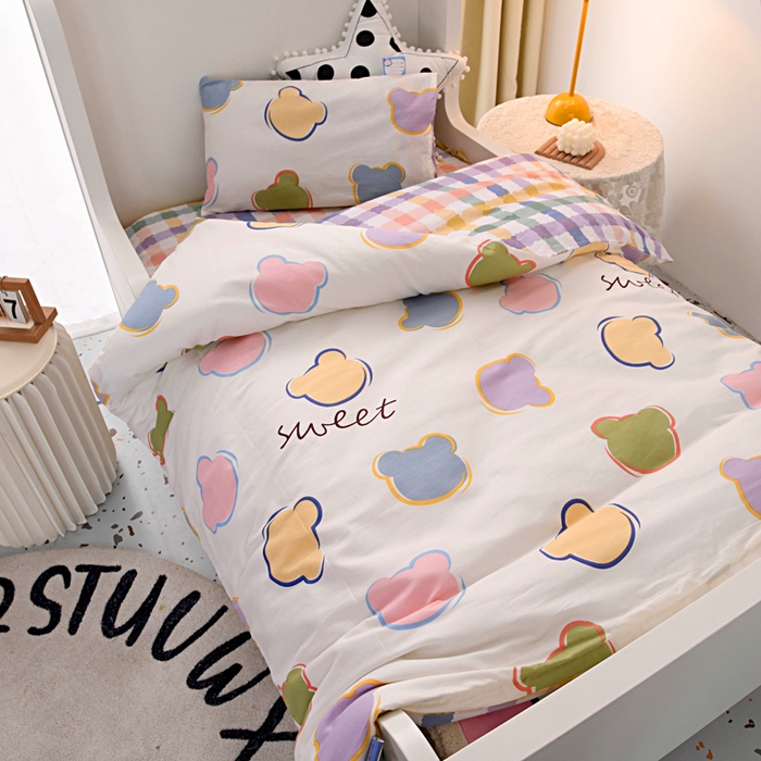 91家纺网 家纺一手货源 找家纺 萌宝家纺 2025新款幼儿园全棉纯棉三件套含芯婴童多件套 小清新