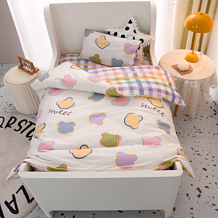 91家纺网 家纺一手货源 找家纺 萌宝家纺 2025新款幼儿园全棉纯棉三件套含芯婴童多件套 小清新