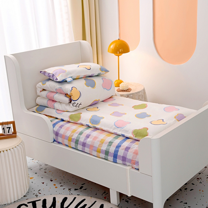 91家纺网 家纺一手货源 找家纺 萌宝家纺 2025新款幼儿园全棉纯棉三件套含芯婴童多件套 小清新