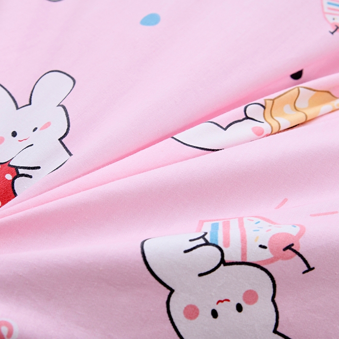 91家纺网 家纺一手货源 找家纺 萌宝家纺 2025新款幼儿园全棉纯棉三件套含芯婴童多件套 小兔子-粉色