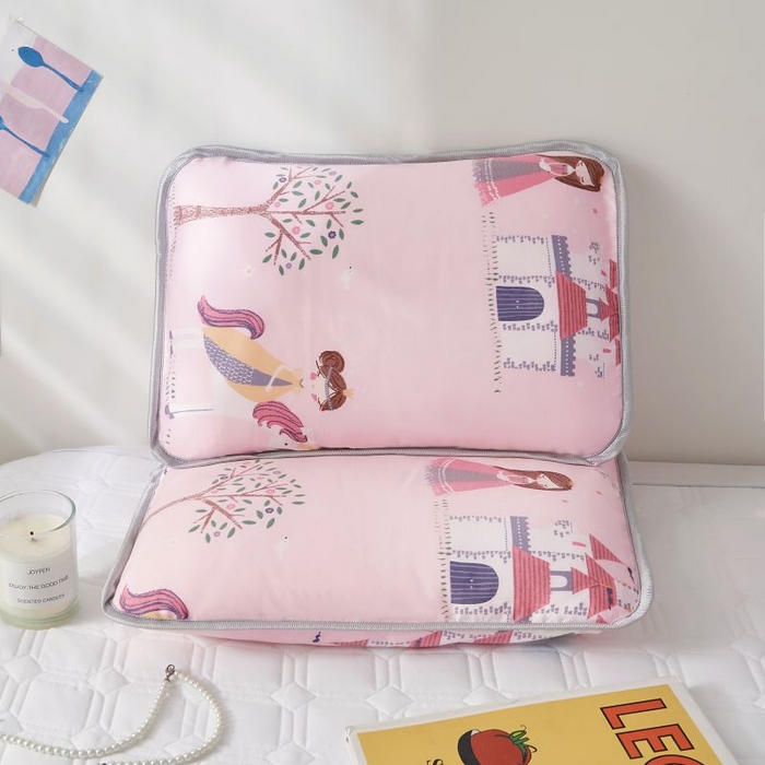 91家纺网 家纺一手货源 找家纺 小米枕芯 2025新款全棉儿童凉感冰爽柔软舒适亲肤枕头枕芯 粉色花仙子【一对装】