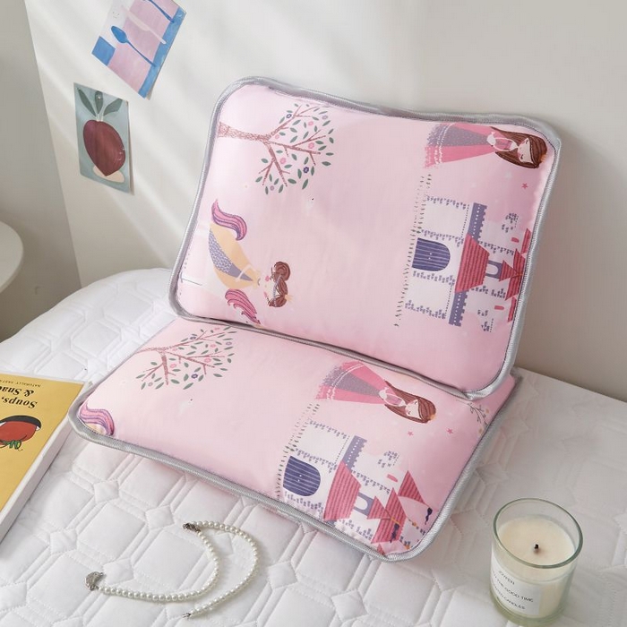 91家纺网 家纺一手货源 找家纺 小米枕芯 2025新款全棉儿童凉感冰爽柔软舒适亲肤枕头枕芯 粉色花仙子【一对装】