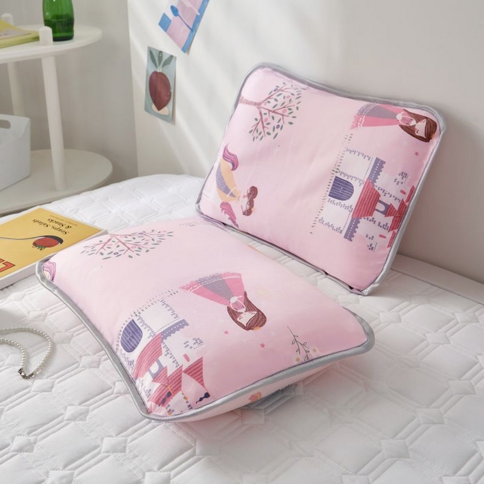 91家纺网 家纺一手货源 找家纺 小米枕芯 2025新款全棉儿童凉感冰爽柔软舒适亲肤枕头枕芯 粉色花仙子【一对装】