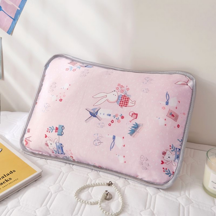 91家纺网 家纺一手货源 找家纺 小米枕芯 2025新款全棉儿童凉感冰爽柔软舒适亲肤枕头枕芯 粉色花园【一对装】