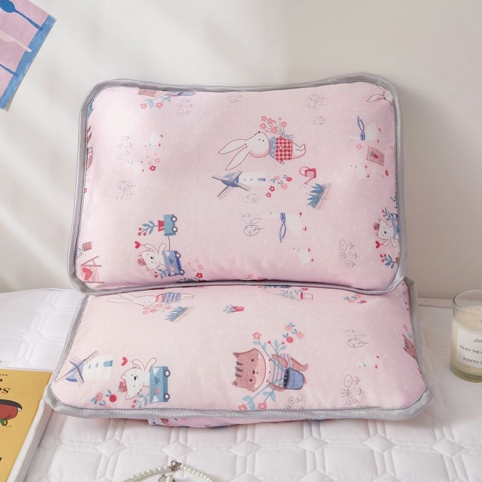 91家纺网 家纺一手货源 找家纺 小米枕芯 2025新款全棉儿童凉感冰爽柔软舒适亲肤枕头枕芯 粉色花园【一对装】