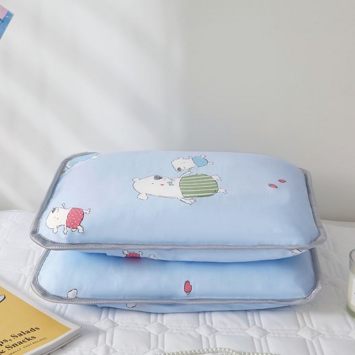 91家纺网 家纺一手货源 找家纺 小米枕芯 2025新款全棉儿童凉感冰爽柔软舒适亲肤枕头枕芯 蓝色小熊【一对装】