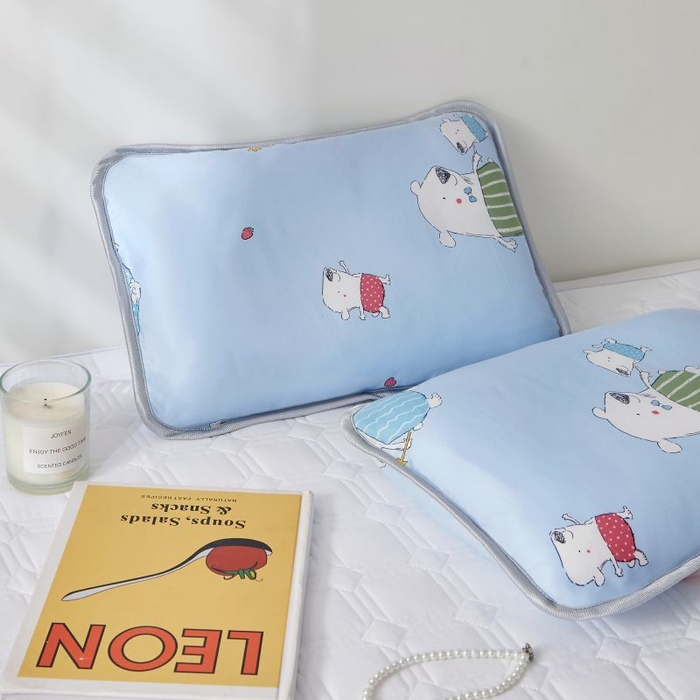 91家纺网 家纺一手货源 找家纺 小米枕芯 2025新款全棉儿童凉感冰爽柔软舒适亲肤枕头枕芯 蓝色小熊【一对装】