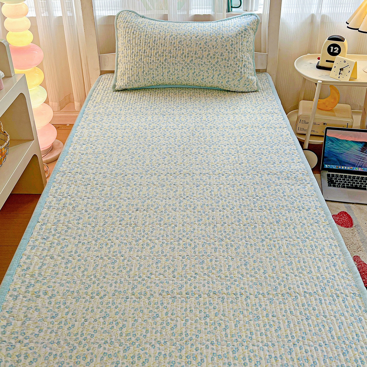 91家纺网 家纺一手货源 找家纺 恒尚居 2025新款纯棉牛奶绒学生床垫 双面两用夹棉床单床垫-秋冬款 四季通用 雪兰-A纯棉-B牛奶绒