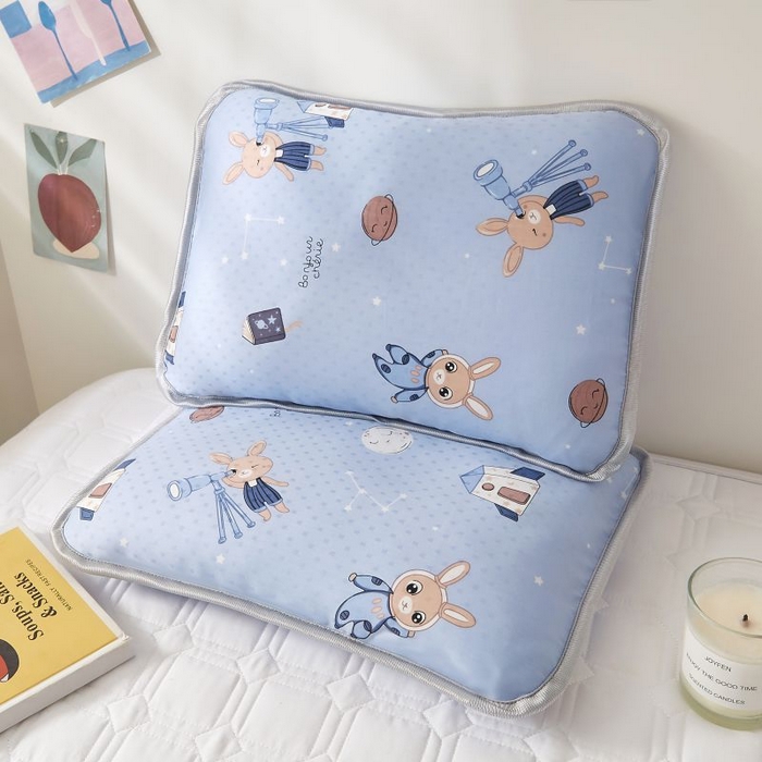 91家纺网 家纺一手货源 找家纺 小米枕芯 2025新款全棉儿童凉感冰爽柔软舒适亲肤枕头枕芯 蓝色星空【一对装】