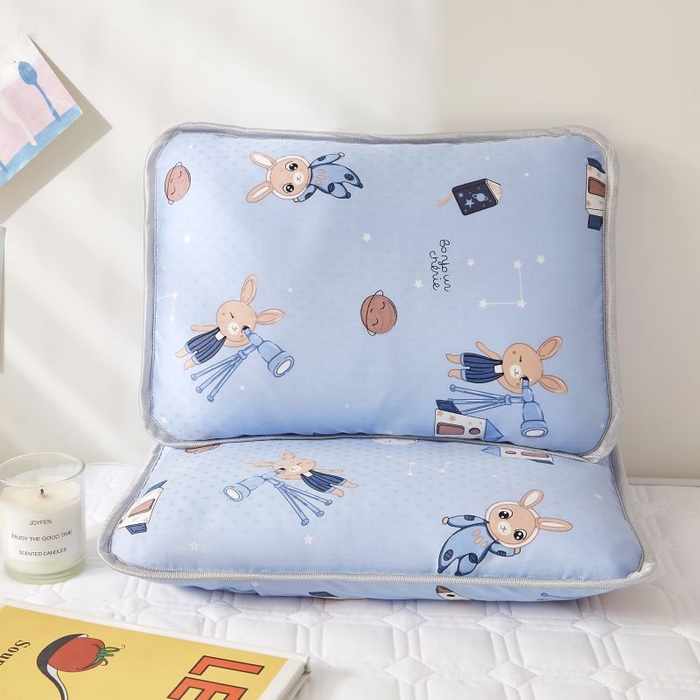 91家纺网 家纺一手货源 找家纺 小米枕芯 2025新款全棉儿童凉感冰爽柔软舒适亲肤枕头枕芯 蓝色星空【一对装】