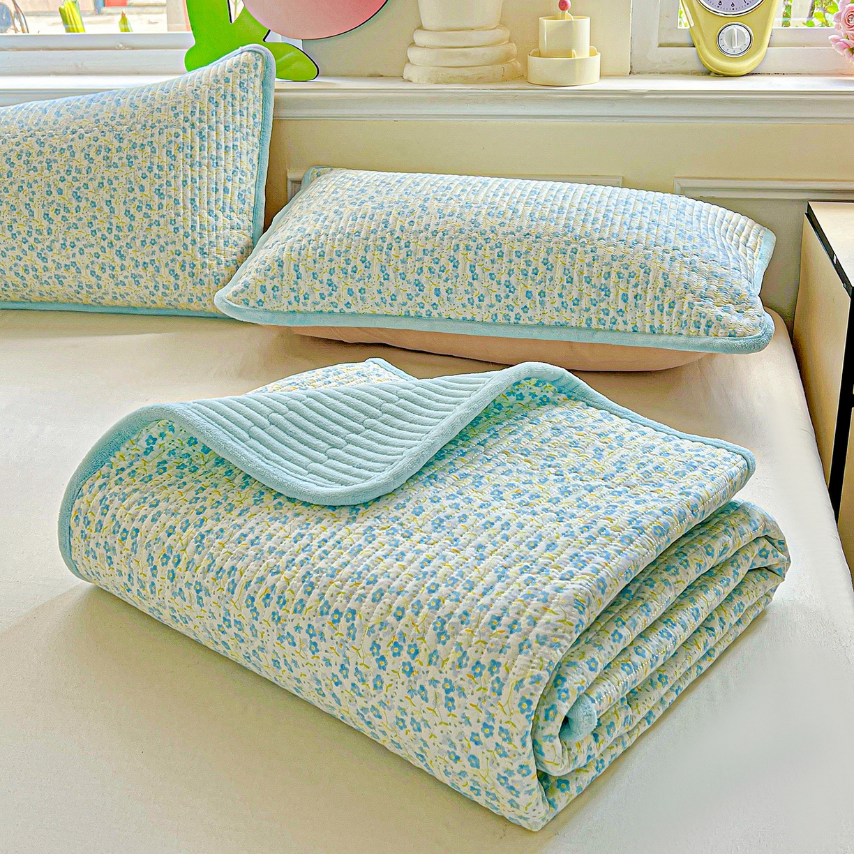 91家纺网 家纺一手货源 找家纺 恒尚居 2025新款纯棉牛奶绒学生床垫 双面两用夹棉床单床垫-秋冬款 四季通用 雪兰-A纯棉-B牛奶绒