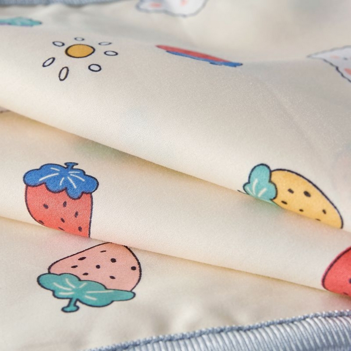 91家纺网 家纺一手货源 找家纺 小米枕芯 2025新款全棉儿童凉感冰爽柔软舒适亲肤枕头枕芯 米色草莓园【一对装】