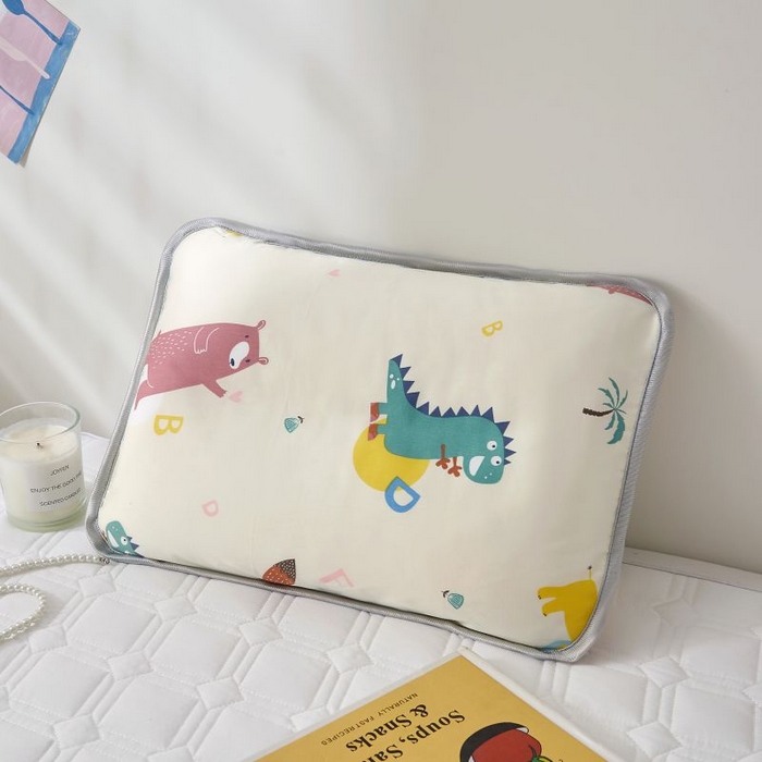 91家纺网 家纺一手货源 找家纺 小米枕芯 2025新款全棉儿童凉感冰爽柔软舒适亲肤枕头枕芯 米色恐龙小熊【一对装】