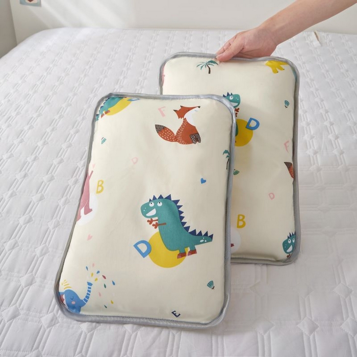 91家纺网 家纺一手货源 找家纺 小米枕芯 2025新款全棉儿童凉感冰爽柔软舒适亲肤枕头枕芯 米色恐龙小熊【一对装】