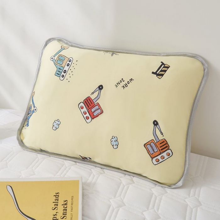 91家纺网 家纺一手货源 找家纺 小米枕芯 2025新款全棉儿童凉感冰爽柔软舒适亲肤枕头枕芯 米色挖掘机【一对装】