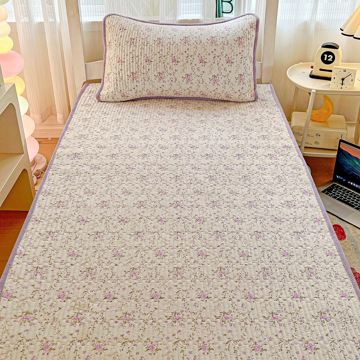 91家纺网 家纺一手货源 找家纺 恒尚居 2025新款纯棉牛奶绒学生床垫 双面两用夹棉床单床垫-秋冬款 四季通用 熏衣紫-A纯棉-B牛奶绒