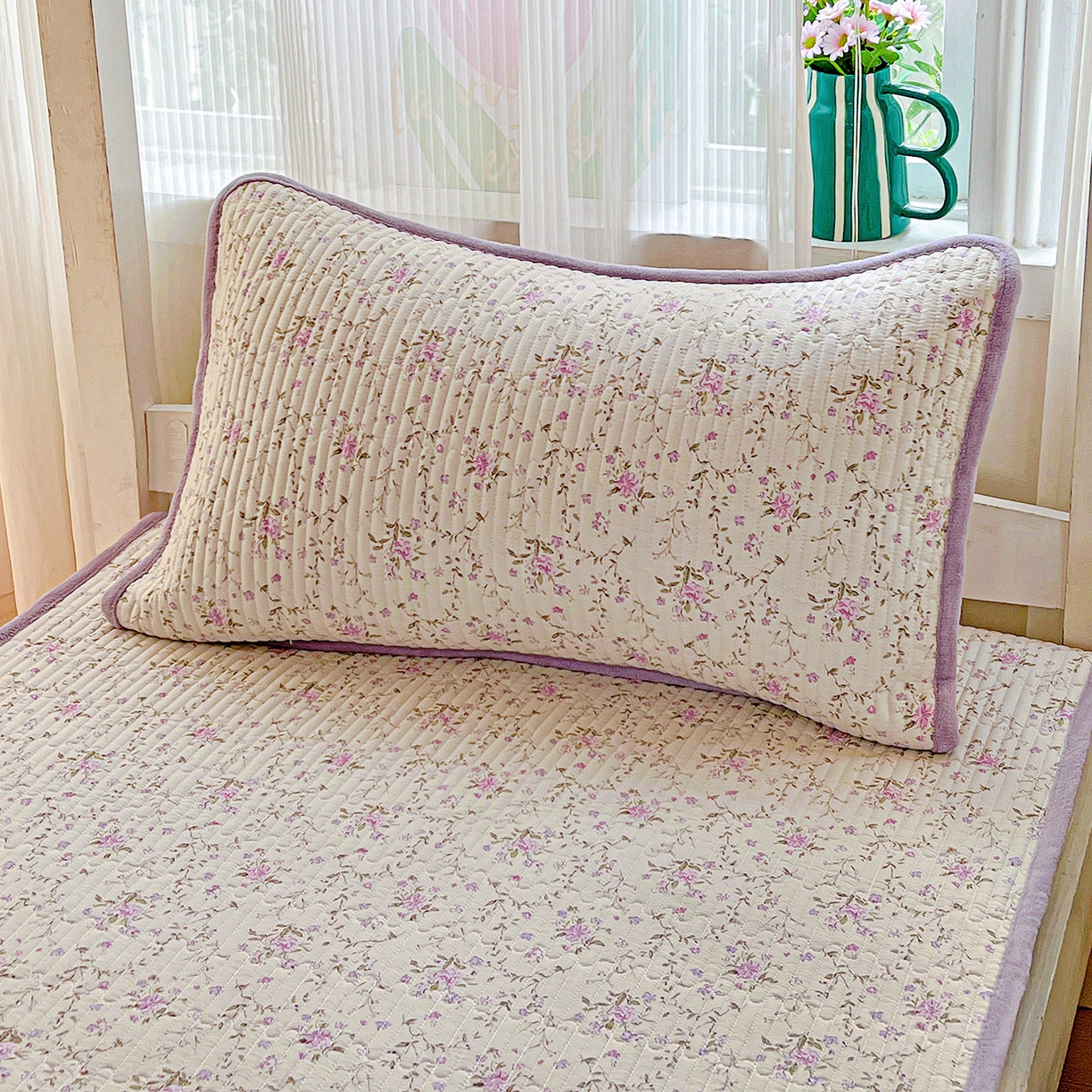 91家纺网 家纺一手货源 找家纺 恒尚居 2025新款纯棉牛奶绒学生床垫 双面两用夹棉床单床垫-秋冬款 四季通用 熏衣紫-A纯棉-B牛奶绒