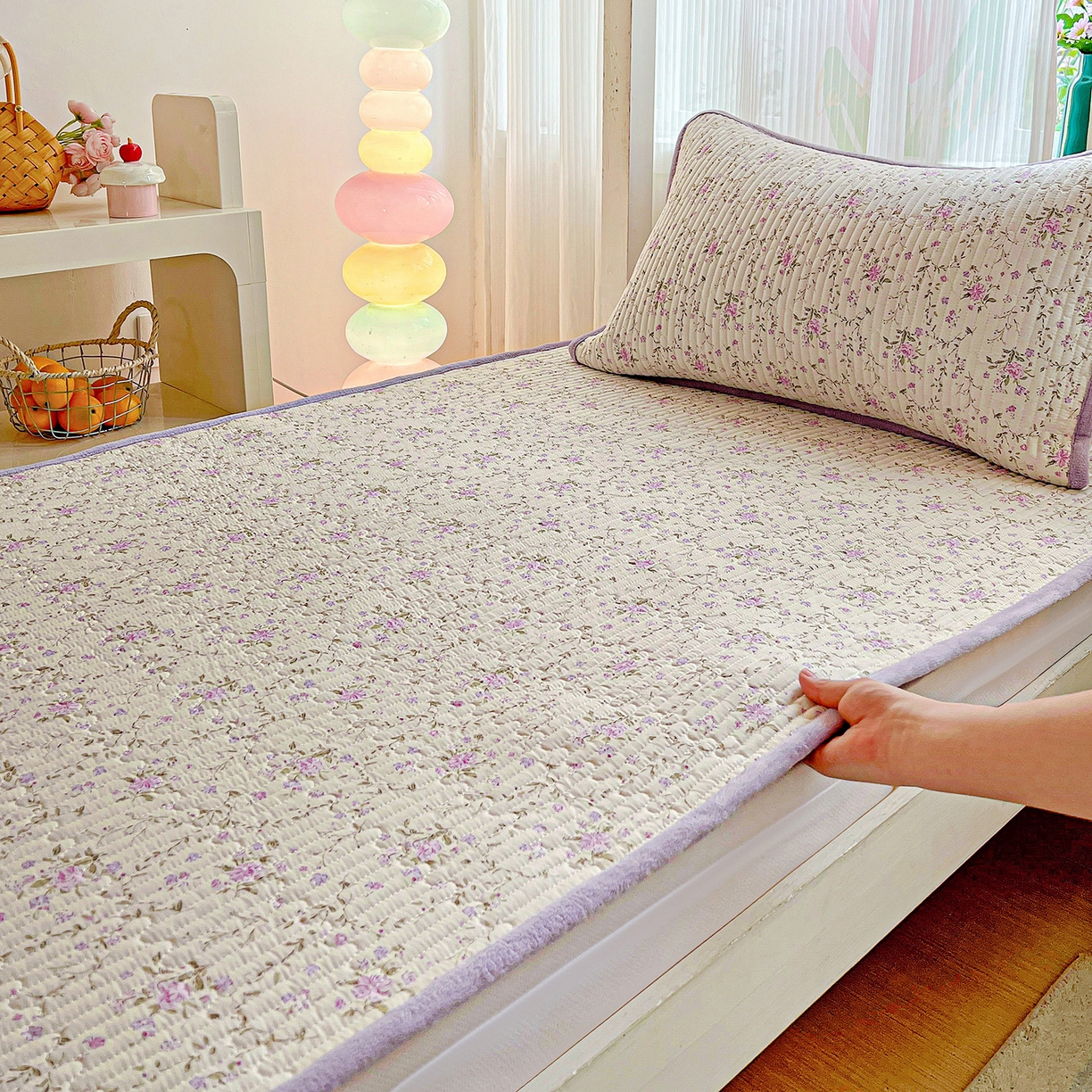 91家纺网 家纺一手货源 找家纺 恒尚居 2025新款纯棉牛奶绒学生床垫 双面两用夹棉床单床垫-秋冬款 四季通用 熏衣紫-A纯棉-B牛奶绒