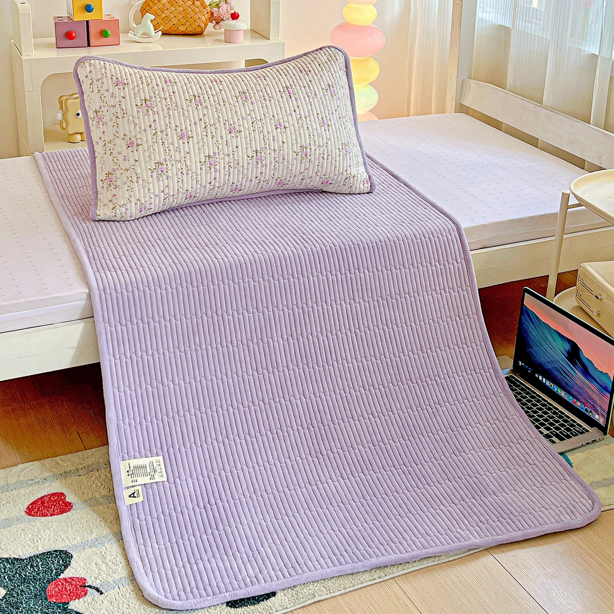 91家纺网 家纺一手货源 找家纺 恒尚居 2025新款纯棉牛奶绒学生床垫 双面两用夹棉床单床垫-秋冬款 四季通用 熏衣紫-A纯棉-B牛奶绒