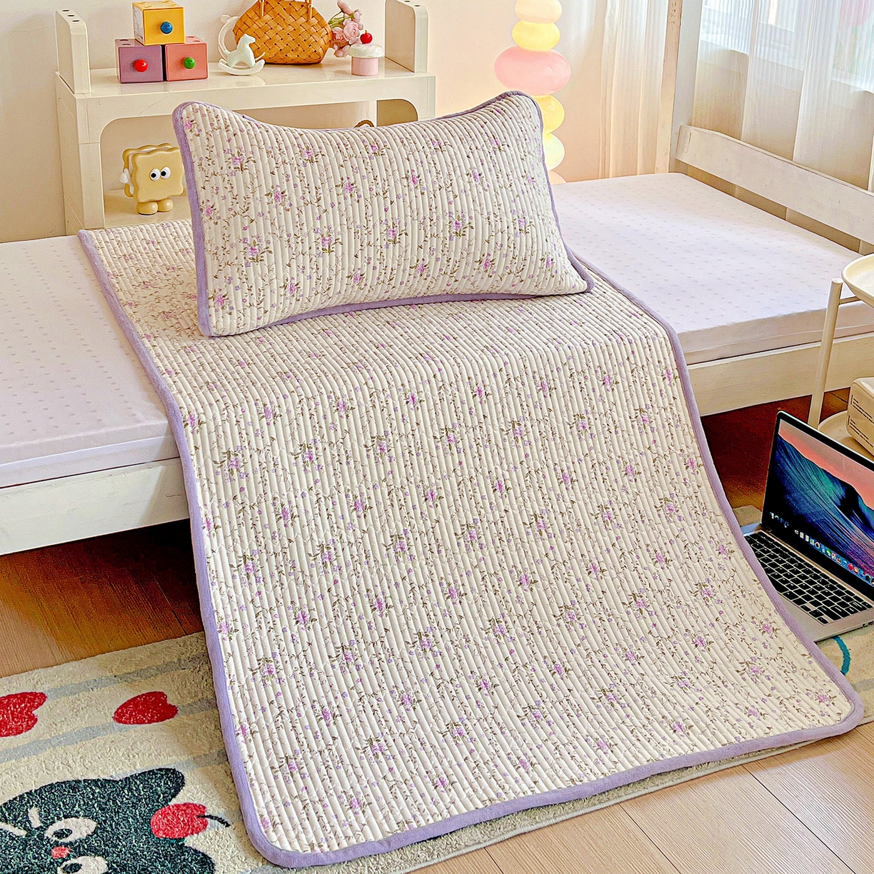 91家纺网 家纺一手货源 找家纺 恒尚居 2025新款纯棉牛奶绒学生床垫 双面两用夹棉床单床垫-秋冬款 四季通用 熏衣紫-A纯棉-B牛奶绒