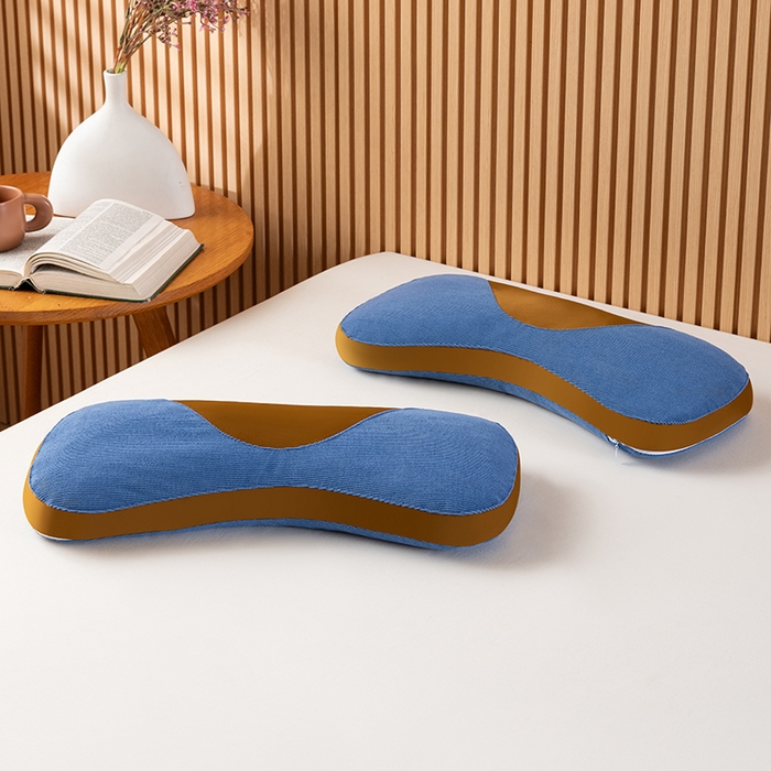 91家纺网 家纺一手货源 找家纺 小米枕芯 2025新款色丁布荞麦枕头枕芯 蓝色