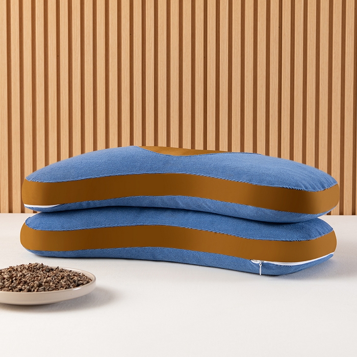 91家纺网 家纺一手货源 找家纺 小米枕芯 2025新款色丁布荞麦枕头枕芯 蓝色