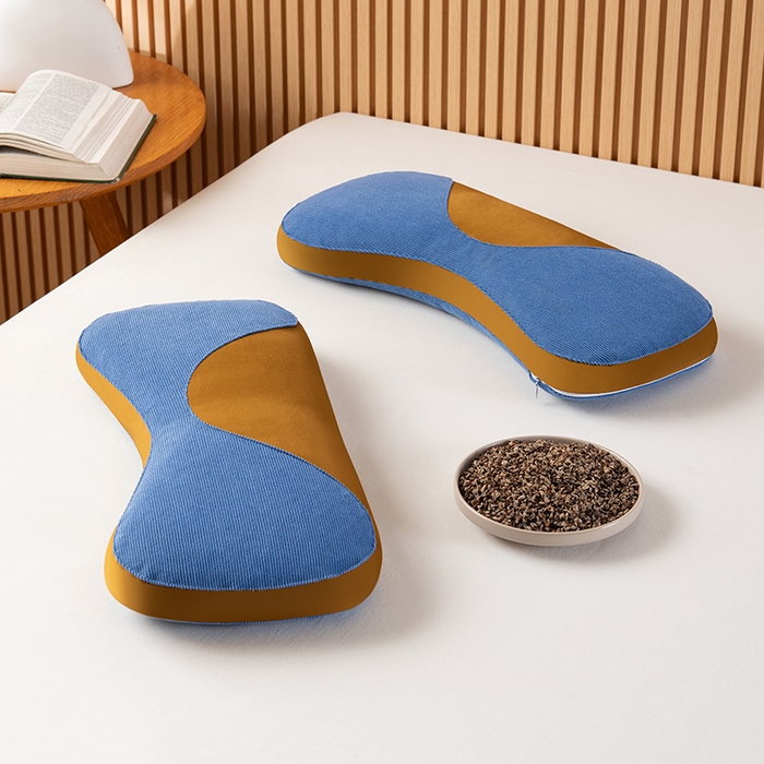 91家纺网 家纺一手货源 找家纺 小米枕芯 2025新款色丁布荞麦枕头枕芯 蓝色