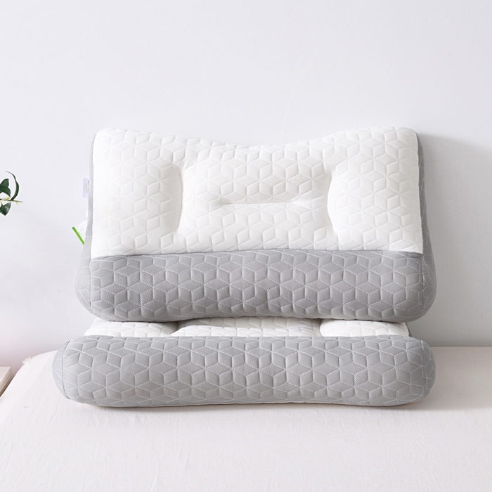 91家纺网 家纺一手货源 找家纺 永乐枕芯 2025新款乳胶反牵引枕枕头枕芯 灰白高枕1000克