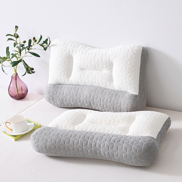 永乐枕芯 2025新款乳胶反牵引枕枕头枕芯 灰白中枕900克