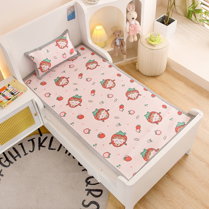 91家纺网 家纺一手货源 找家纺 （总）萌宝家纺 2025新款7A抗菌儿童冰藤席卡通软席幼儿园冰丝席可定制