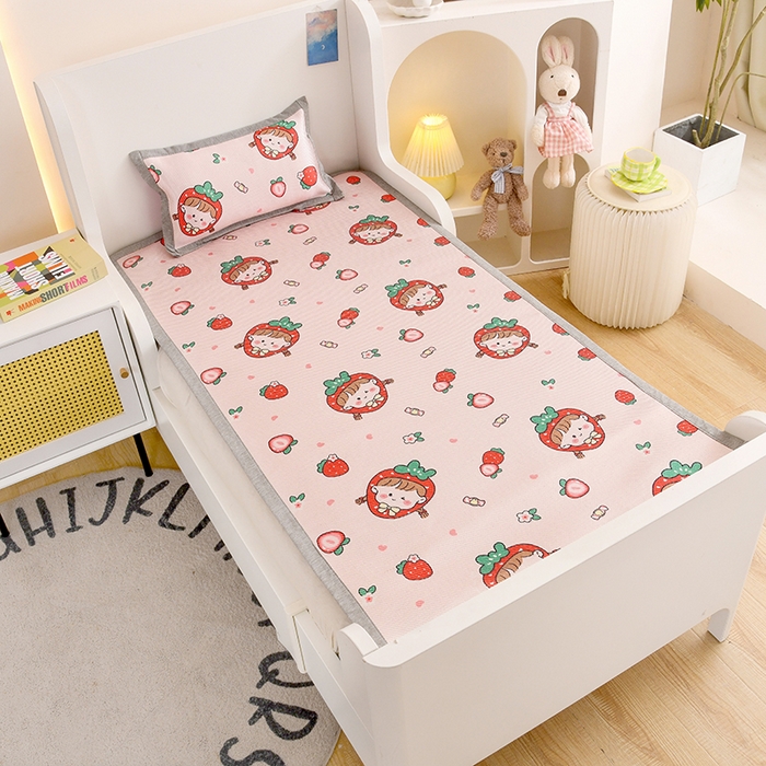 91家纺网 家纺一手货源 找家纺 （总）萌宝家纺 2025新款7A抗菌儿童冰藤席卡通软席幼儿园冰丝席可定制