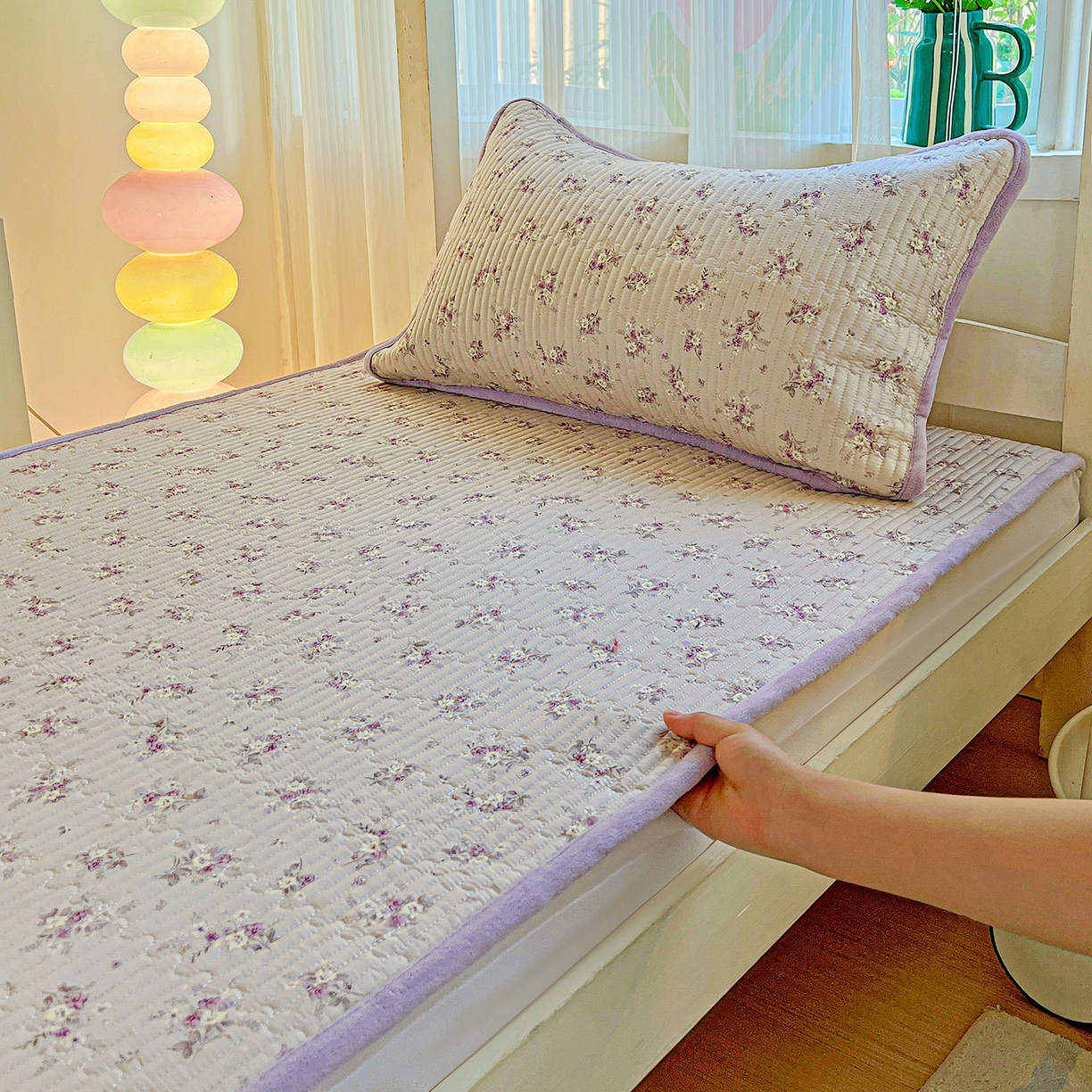 91家纺网 家纺一手货源 找家纺 恒尚居 2025新款纯棉牛奶绒学生床垫 双面两用夹棉床单床垫-秋冬款 四季通用 玉妃-A纯棉-B牛奶绒