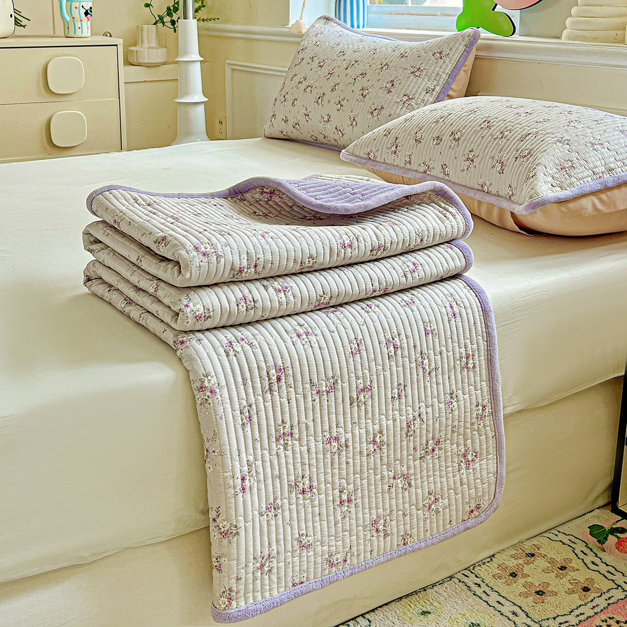 91家纺网 家纺一手货源 找家纺 恒尚居 2025新款纯棉牛奶绒学生床垫 双面两用夹棉床单床垫-秋冬款 四季通用 玉妃-A纯棉-B牛奶绒