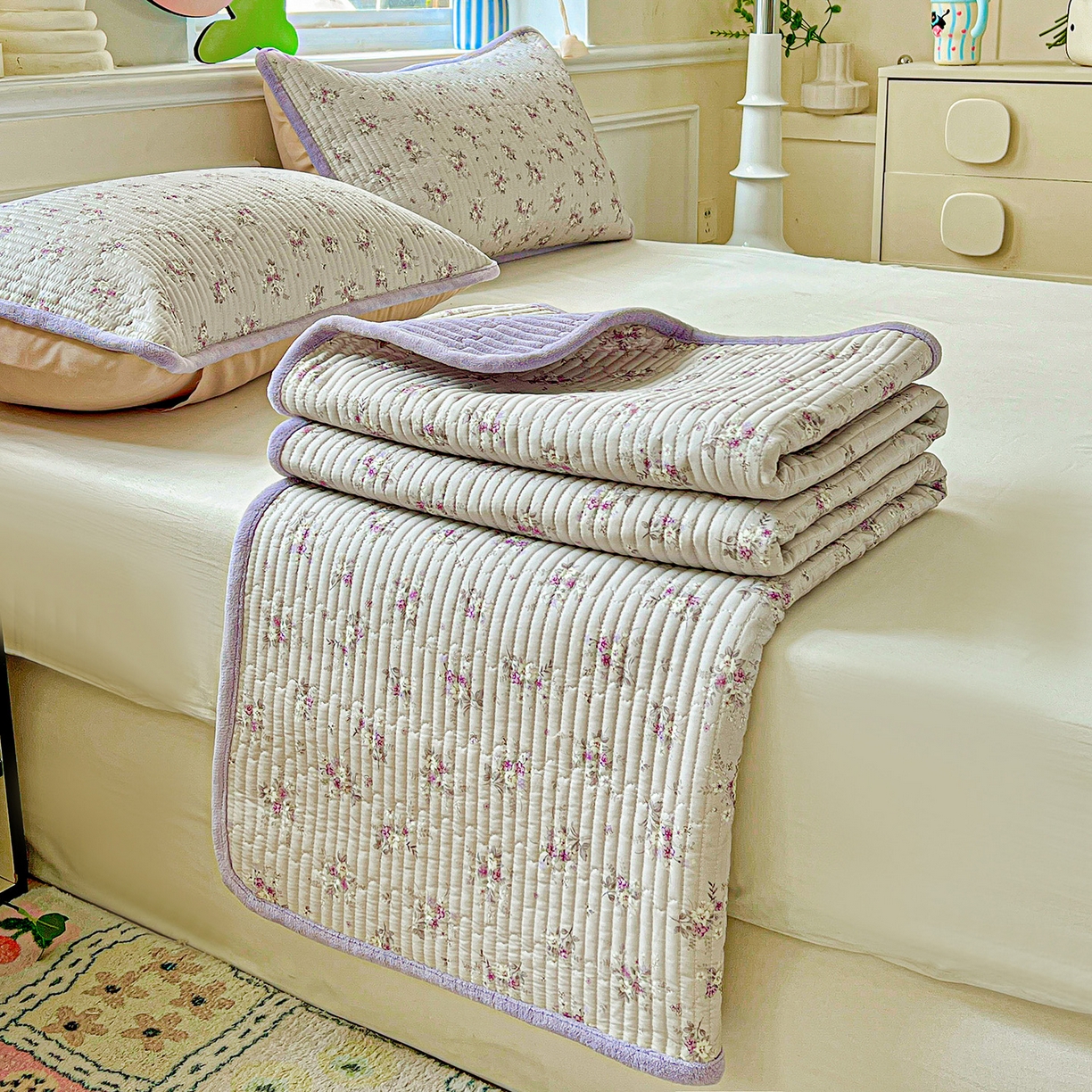 91家纺网 家纺一手货源 找家纺 恒尚居 2025新款纯棉牛奶绒学生床垫 双面两用夹棉床单床垫-秋冬款 四季通用 玉妃-A纯棉-B牛奶绒