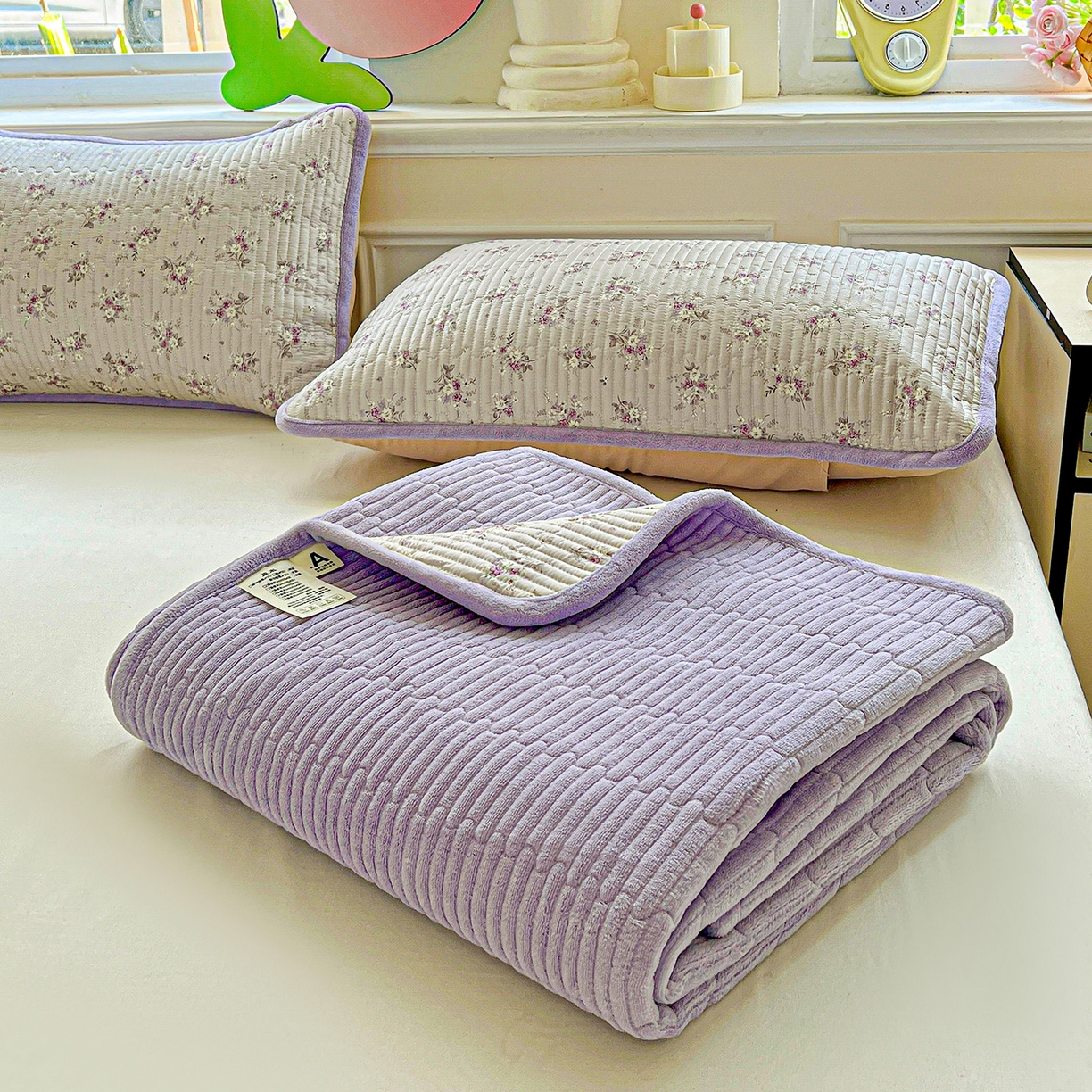 91家纺网 家纺一手货源 找家纺 恒尚居 2025新款纯棉牛奶绒学生床垫 双面两用夹棉床单床垫-秋冬款 四季通用 玉妃-A纯棉-B牛奶绒