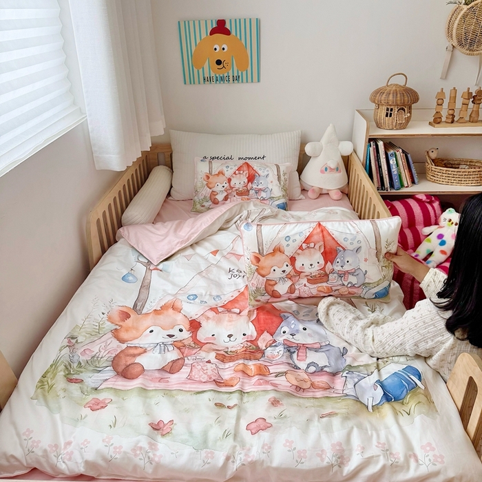 91家纺网 家纺一手货源 找家纺 （总）萌宝家纺 2025新款A类60S数码大版印花长绒棉幼儿园三件套儿童多件套