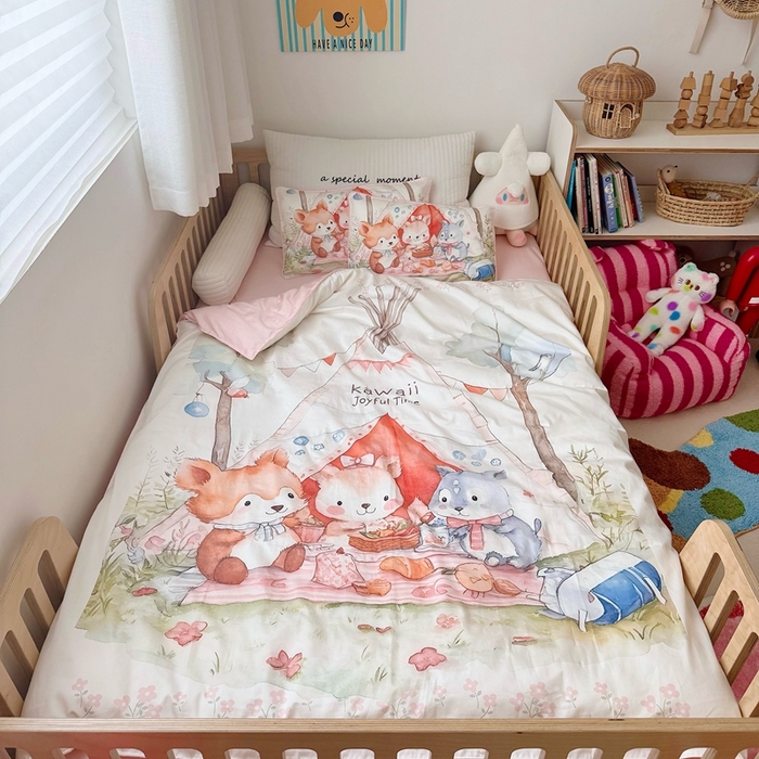 91家纺网 家纺一手货源 找家纺 （总）萌宝家纺 2025新款A类60S数码大版印花长绒棉幼儿园三件套儿童多件套