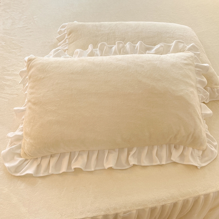 91家纺网 家纺一手货源 找家纺 唐人居 2025新款加厚牛奶绒床裙款四件套--花颜系列 花颜-奶黄