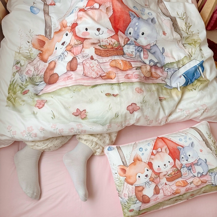 91家纺网 家纺一手货源 找家纺 （总）萌宝家纺 2025新款A类60S数码大版印花长绒棉幼儿园三件套儿童多件套