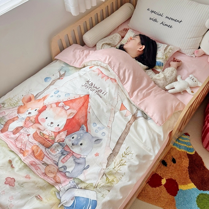 91家纺网 家纺一手货源 找家纺 （总）萌宝家纺 2025新款A类60S数码大版印花长绒棉幼儿园三件套儿童多件套