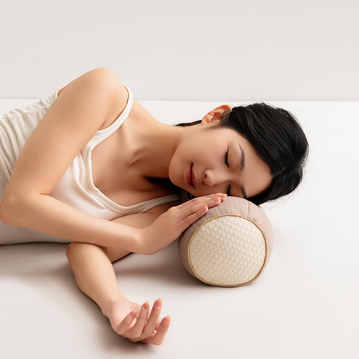 91家纺网 家纺一手货源 找家纺 小米枕芯 2025新款大凉山荞麦枕圆形三角形颈椎牵引枕 圆形-咖色