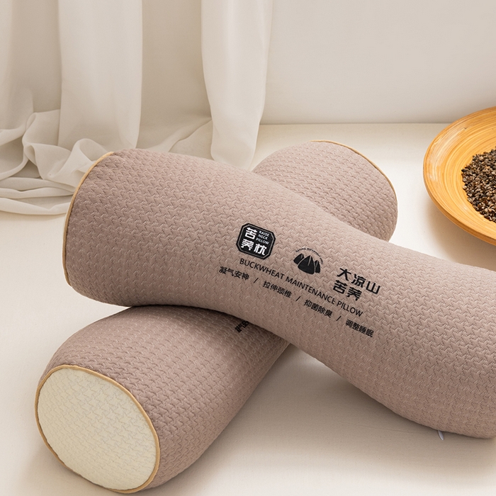 91家纺网 家纺一手货源 找家纺 小米枕芯 2025新款大凉山荞麦枕圆形三角形颈椎牵引枕 圆形-咖色