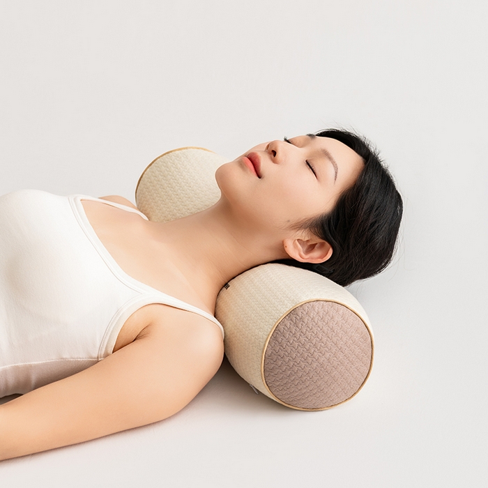 91家纺网 家纺一手货源 找家纺 小米枕芯 2025新款大凉山荞麦枕圆形三角形颈椎牵引枕 圆形-米白