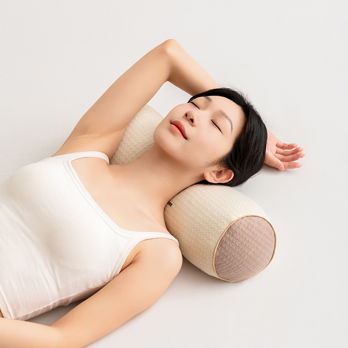 91家纺网 家纺一手货源 找家纺 小米枕芯 2025新款大凉山荞麦枕圆形三角形颈椎牵引枕 圆形-米白