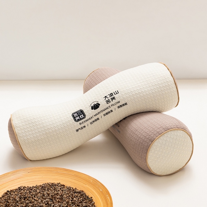 91家纺网 家纺一手货源 找家纺 小米枕芯 2025新款大凉山荞麦枕圆形三角形颈椎牵引枕 圆形-米白