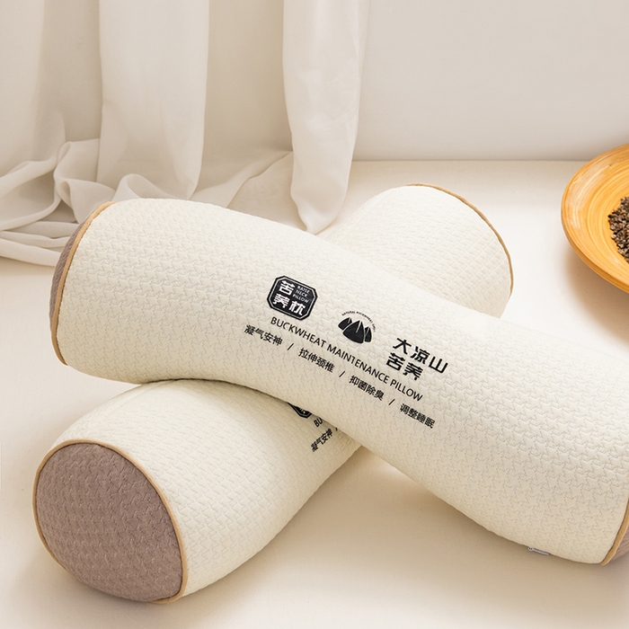 91家纺网 家纺一手货源 找家纺 小米枕芯 2025新款大凉山荞麦枕圆形三角形颈椎牵引枕 圆形-米白