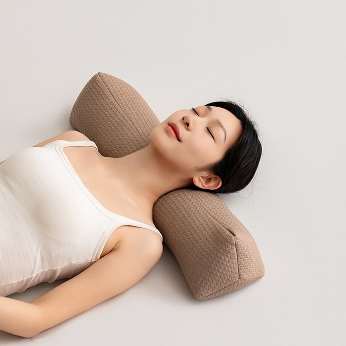 91家纺网 家纺一手货源 找家纺 小米枕芯 2025新款大凉山荞麦枕圆形三角形颈椎牵引枕 三角-咖色